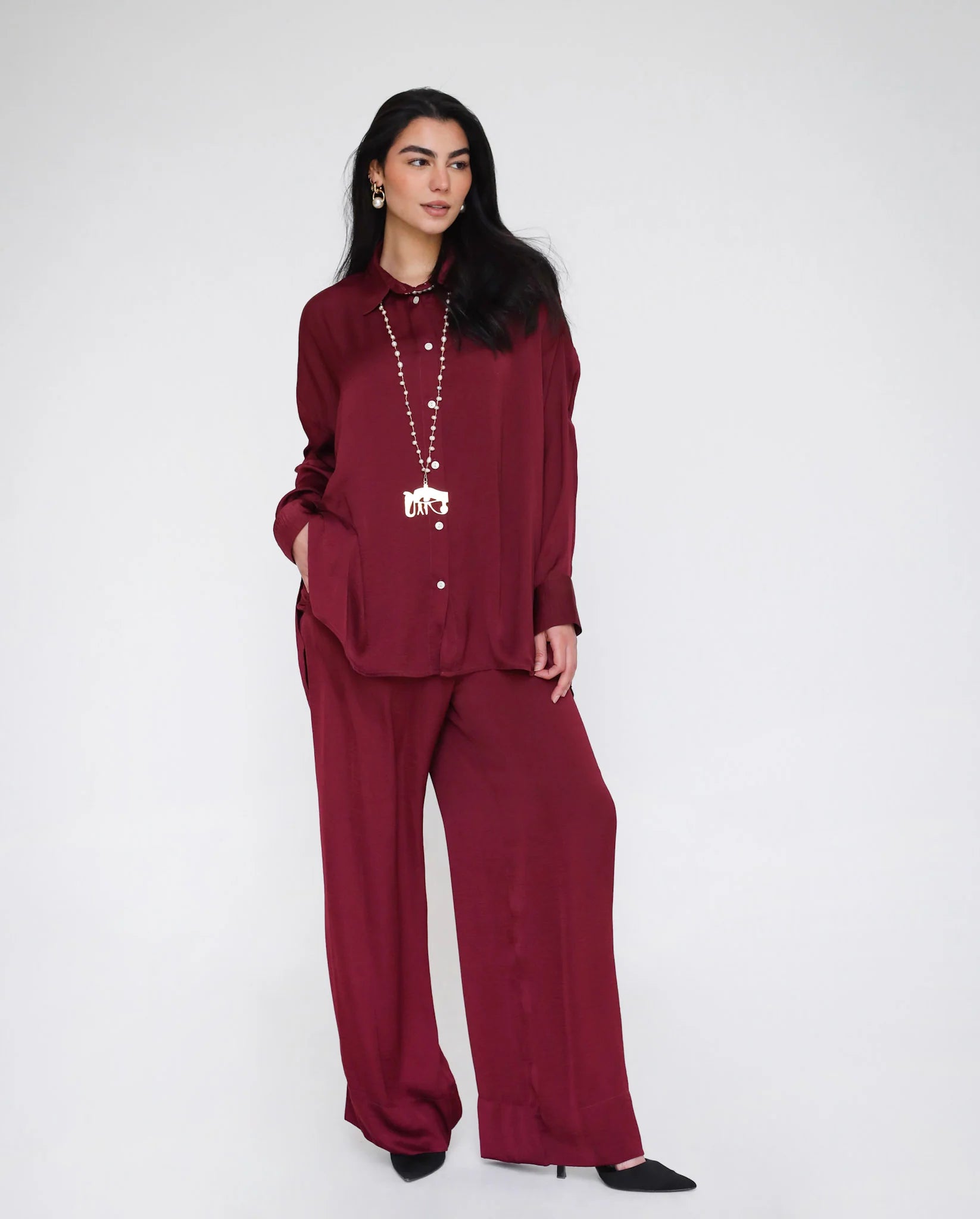 Flowy Edit Set Burgundy