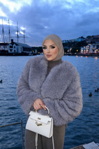 Uni - Size Luxe Grey Faux Fur Cropped Jacket