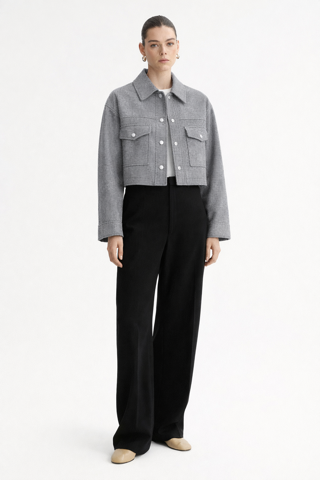Uni-Size Grey Slate Cropped Jacket