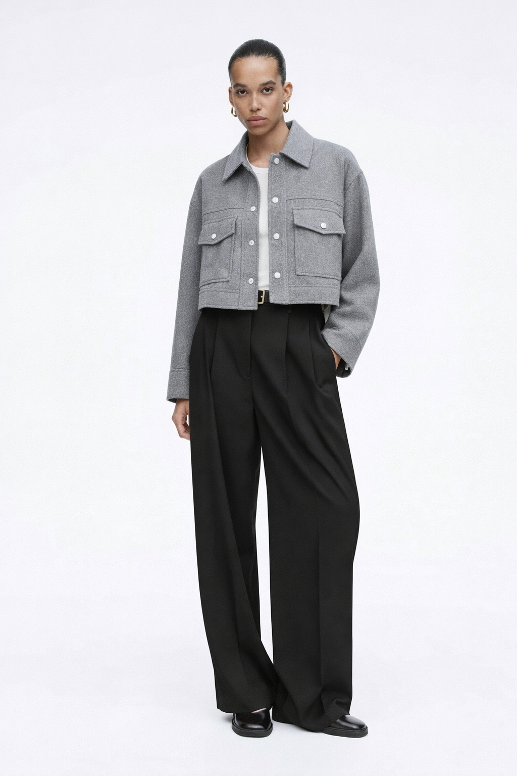 Uni-Size Grey Slate Cropped Jacket