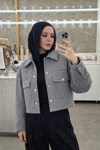 Uni-Size Grey Slate Cropped Jacket