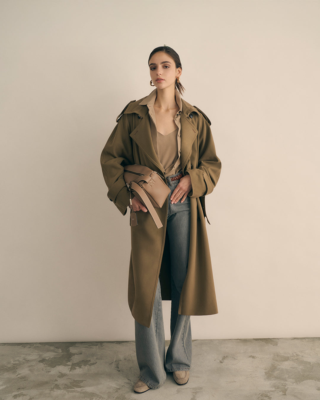 Olive Luxe Trench Coat