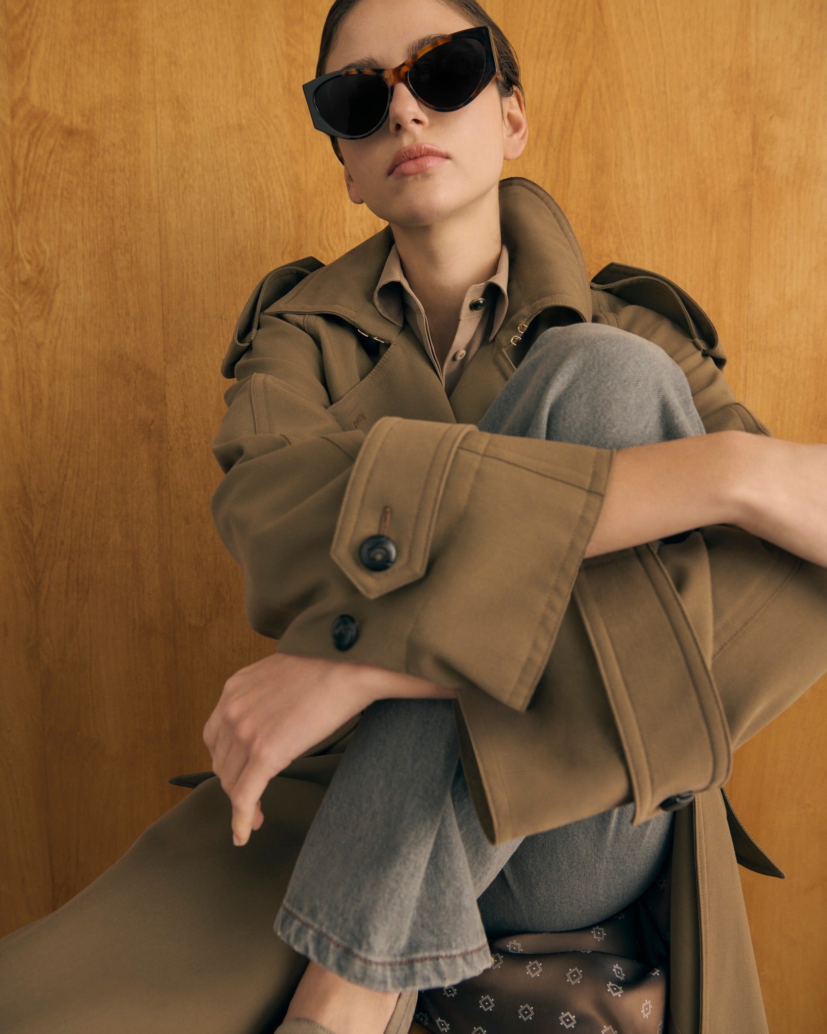 Olive Luxe Trench Coat
